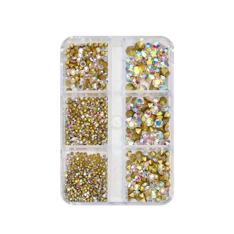 Nail Art 6 Grid Pointed Bottom Diamond Nail Jewelry, Specification: 05 Purple Red