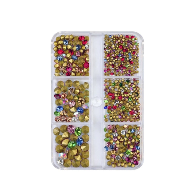 Nail Art 6 Grid Pointed Bottom Diamond Nail Jewelry, Specification: 05 Purple Red