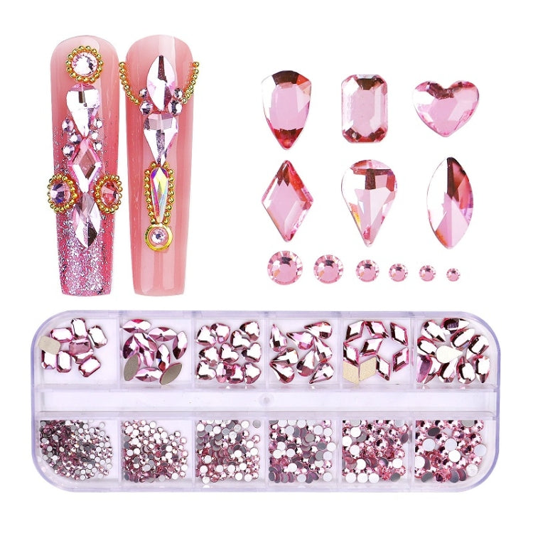 12 Grid Flat Bottom Shaped Nail Rhinestones Nail Decoration