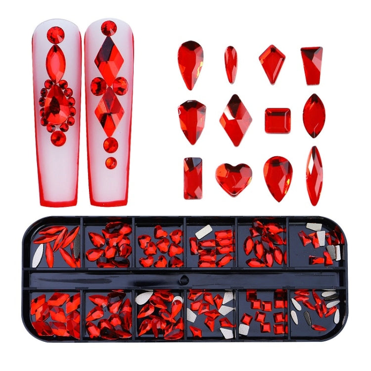 12 Grid Flat Bottom Shaped Nail Rhinestones Nail Decoration