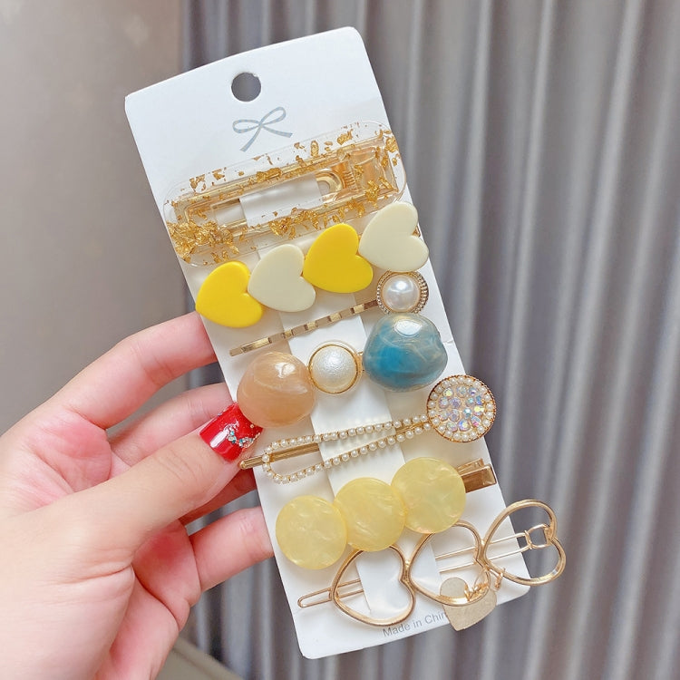 Alloy Colorful Hairpin Headgear Pearl Rhinestone Clip Set