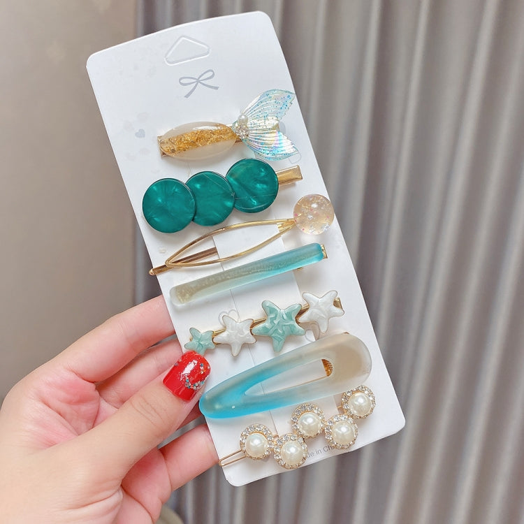 Alloy Colorful Hairpin Headgear Pearl Rhinestone Clip Set