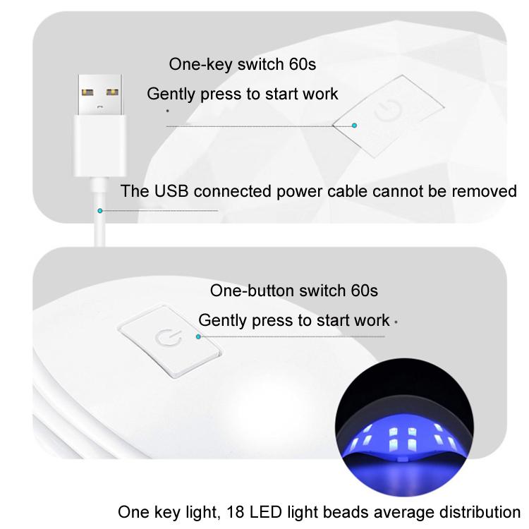 88W UV Ultraviolet Phototherapy USB Manicure Baking Lamp