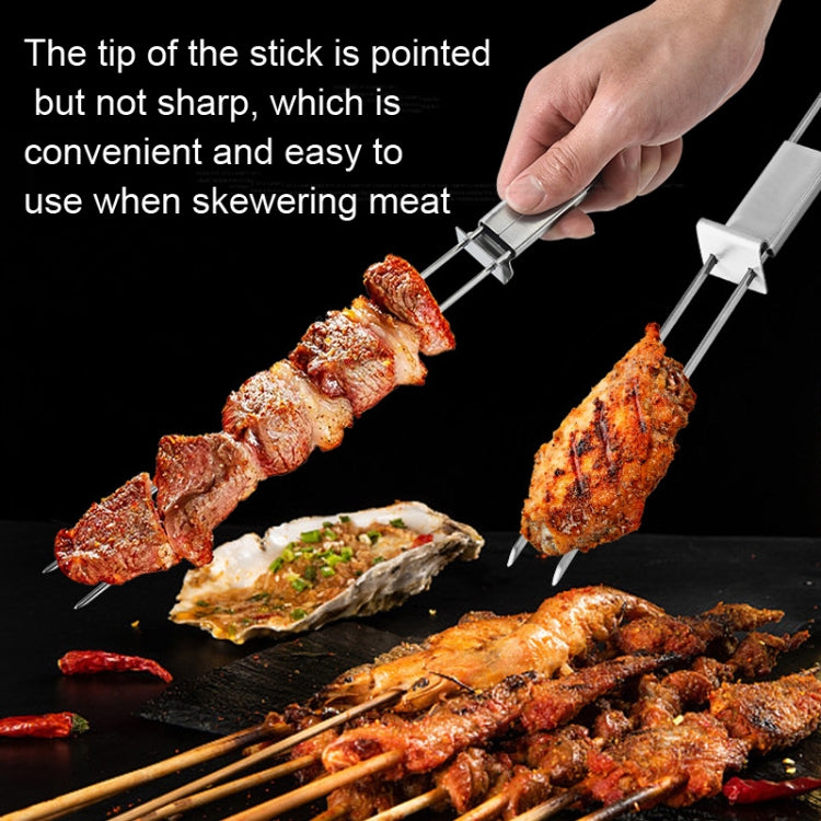 2 PCS Stainless Steel Semi-Automatic Double Head BBQ Fork Outdoor BBQ Tool