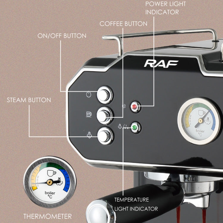 RAF R.104 Home Small Semi Automatic High Pressure Steam Milk Foaming Coffee Machine, EU Plug