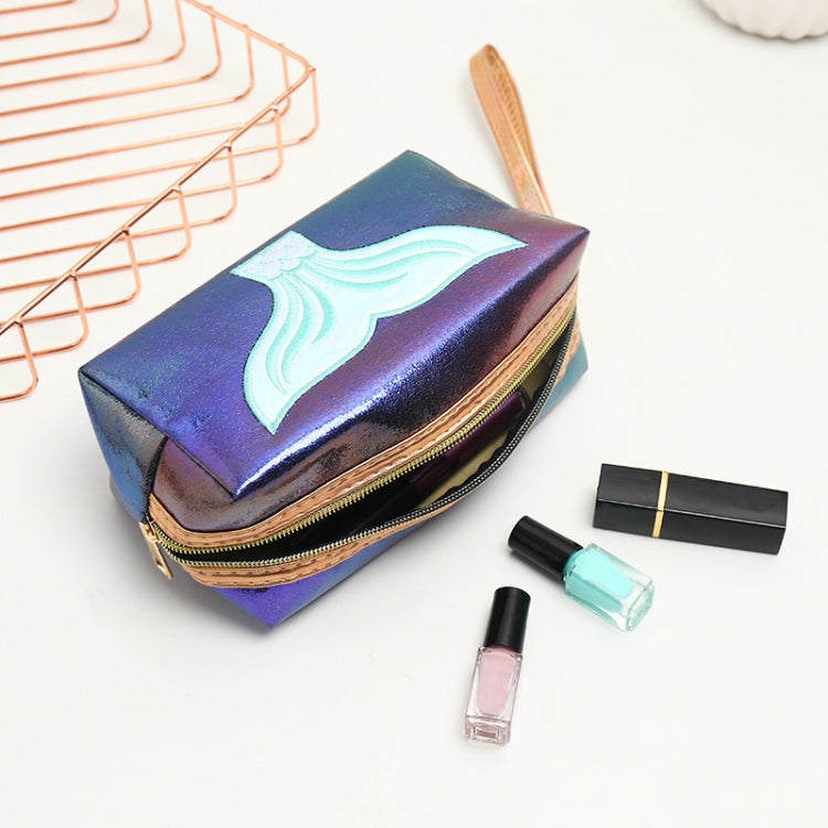 PU Laser Fishtail Portable Large Capacity Makeup Toiletries Bag
