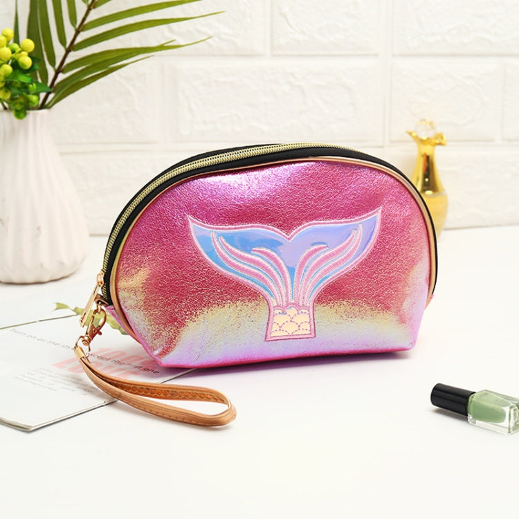 Semicircle Cartoon Fishtail Laser Makeup Toiletry Bag