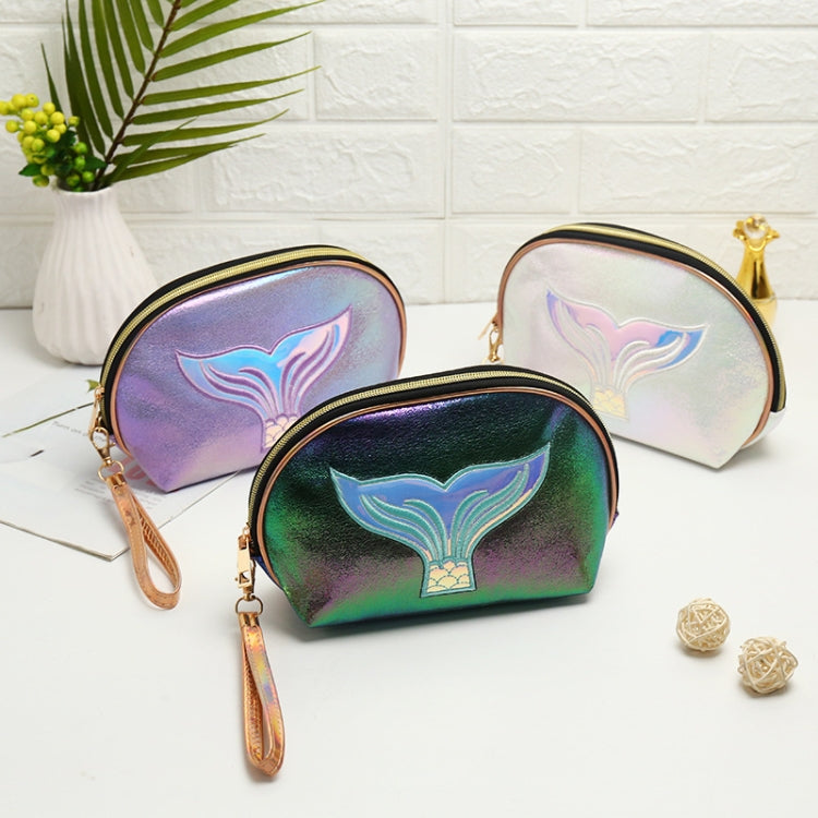 Semicircle Cartoon Fishtail Laser Makeup Toiletry Bag