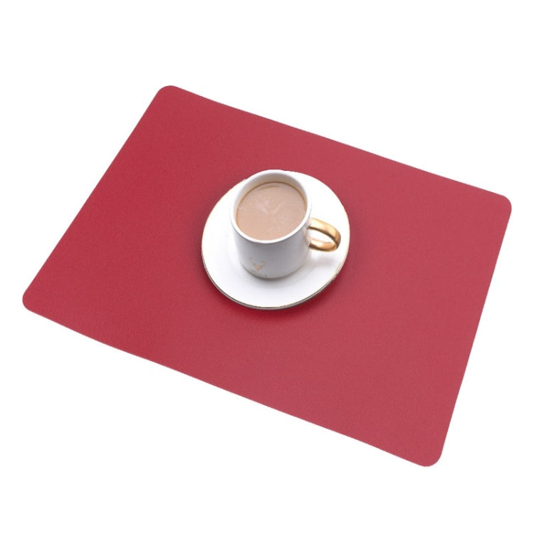 2 PCS PU Waterproof Oilproof Leather Heat Insulation Placemat