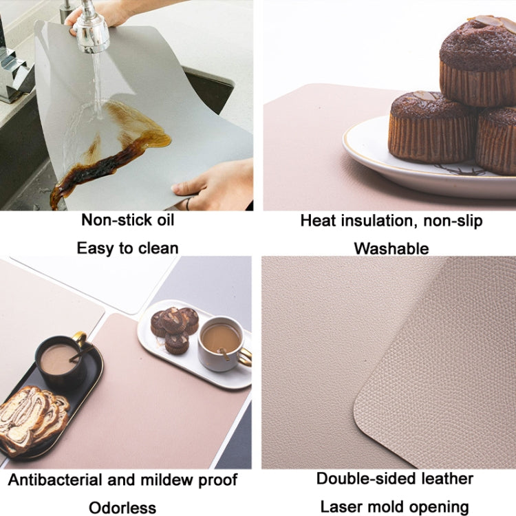 2 PCS PU Waterproof Oilproof Leather Heat Insulation Placemat