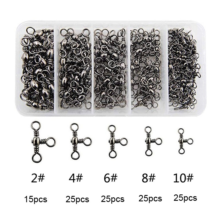 115 PCS / Box Bottle-Shaped Three-Pronged Swivel Stainless Steel Fishing Character Ring