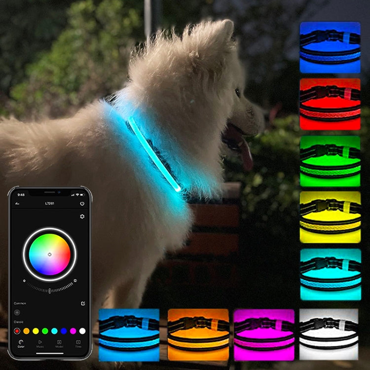 LED Rechargeable Wear-resistant and Waterproof Pet Lighting Collar, Size: