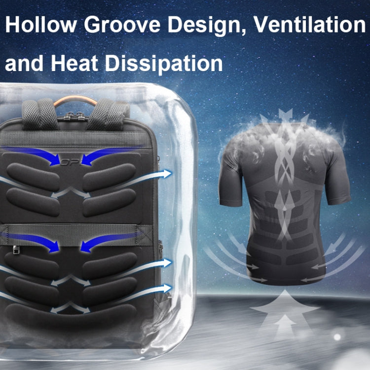 Bopai 61-121518 Multi-compartment Waterproof Expandable Backpack with USB Charging Hole