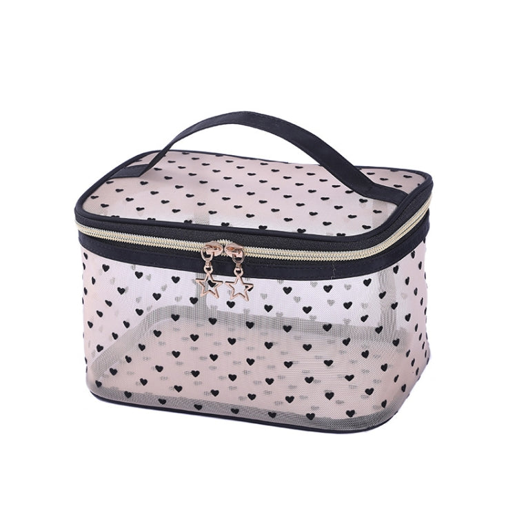Flocking Love Mesh Portable Cosmetic Bag, Style: