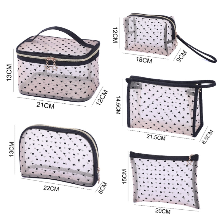Flocking Love Mesh Portable Cosmetic Bag, Style:
