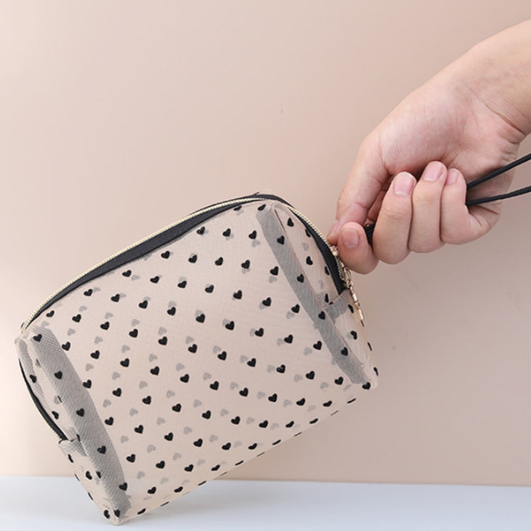 Flocking Love Mesh Portable Cosmetic Bag, Style:
