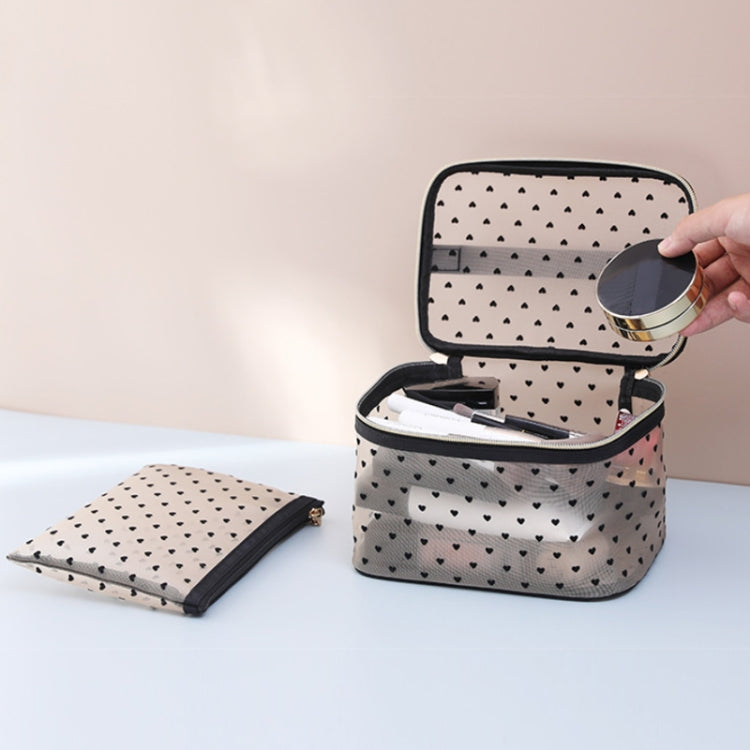 Flocking Love Mesh Portable Cosmetic Bag, Style: