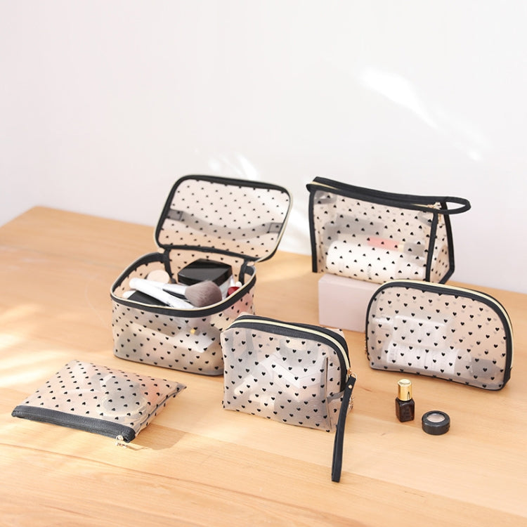 Flocking Love Mesh Portable Cosmetic Bag, Style: