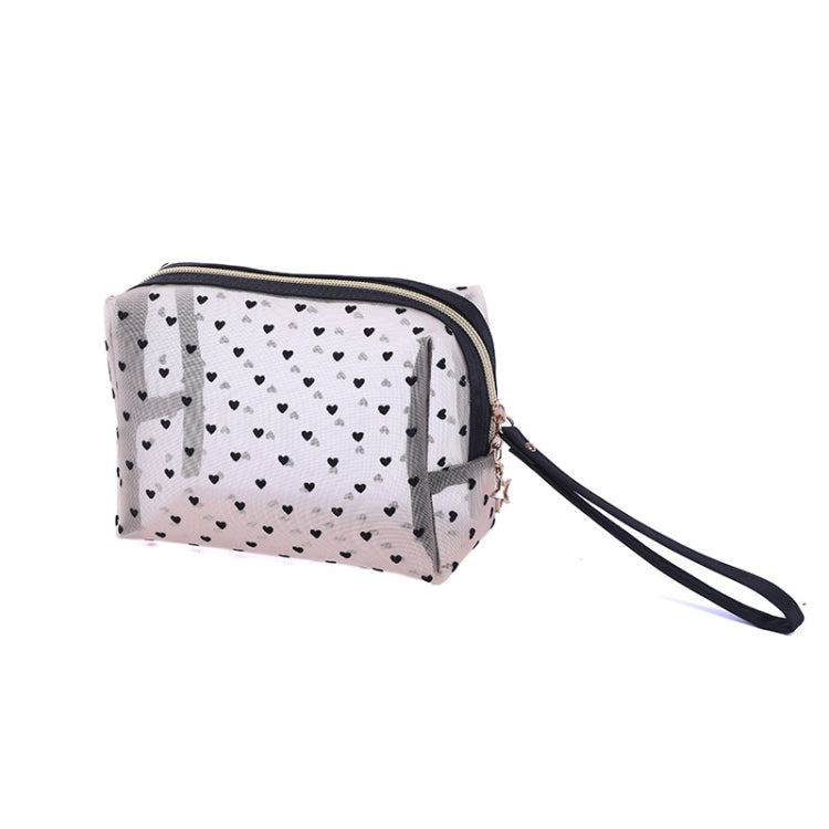 Flocking Love Mesh Portable Cosmetic Bag, Style: