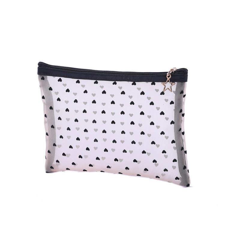Flocking Love Mesh Portable Cosmetic Bag, Style:
