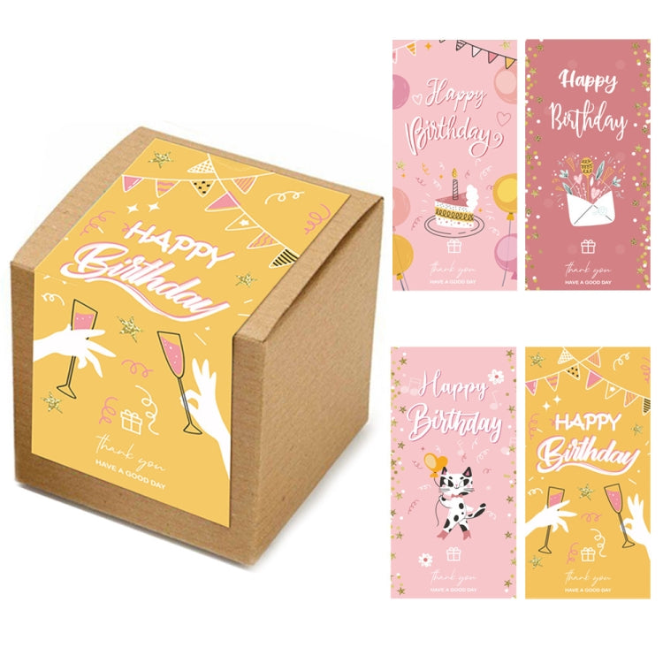 3 Packs 50 Stickers/Pack Happy Birthday Rectangular Stickers Gift Box Sealing Stickers