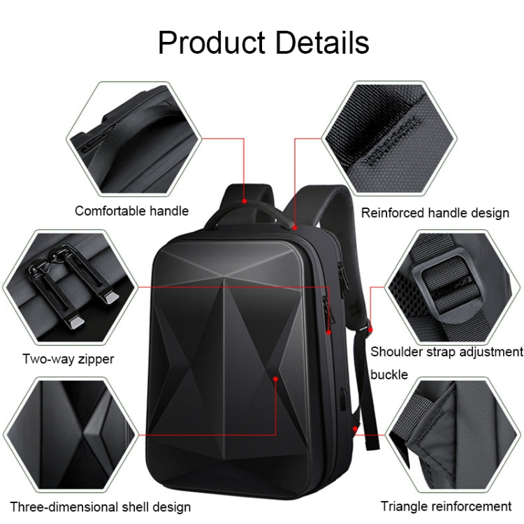 160 Large Capacity ABS Waterproof Laptop Backpack with USB Charging Port