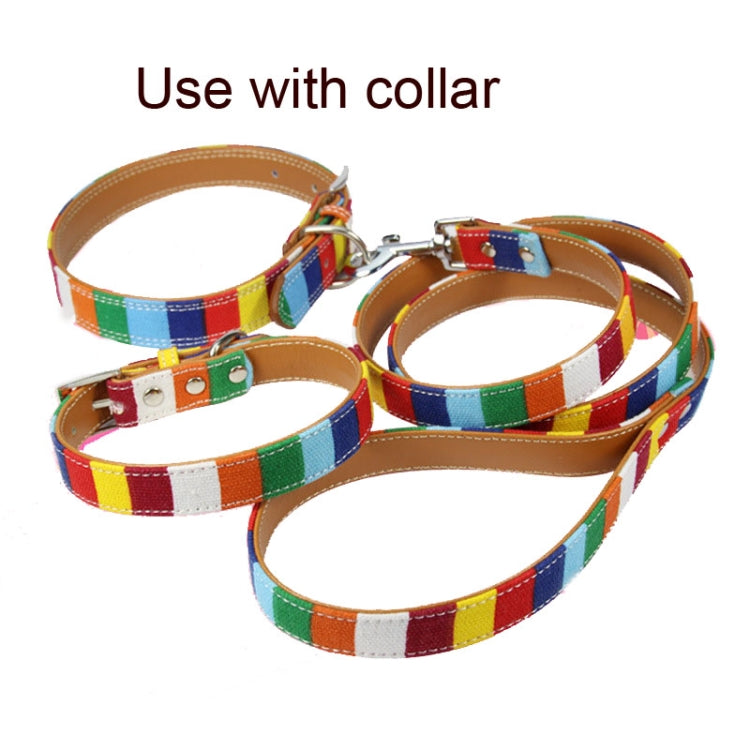 Canvas + PU Colorful Strip Pet Dog Leash