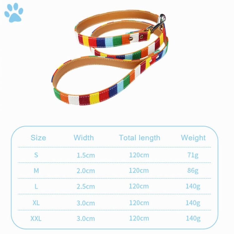 Canvas + PU Colorful Strip Pet Dog Leash