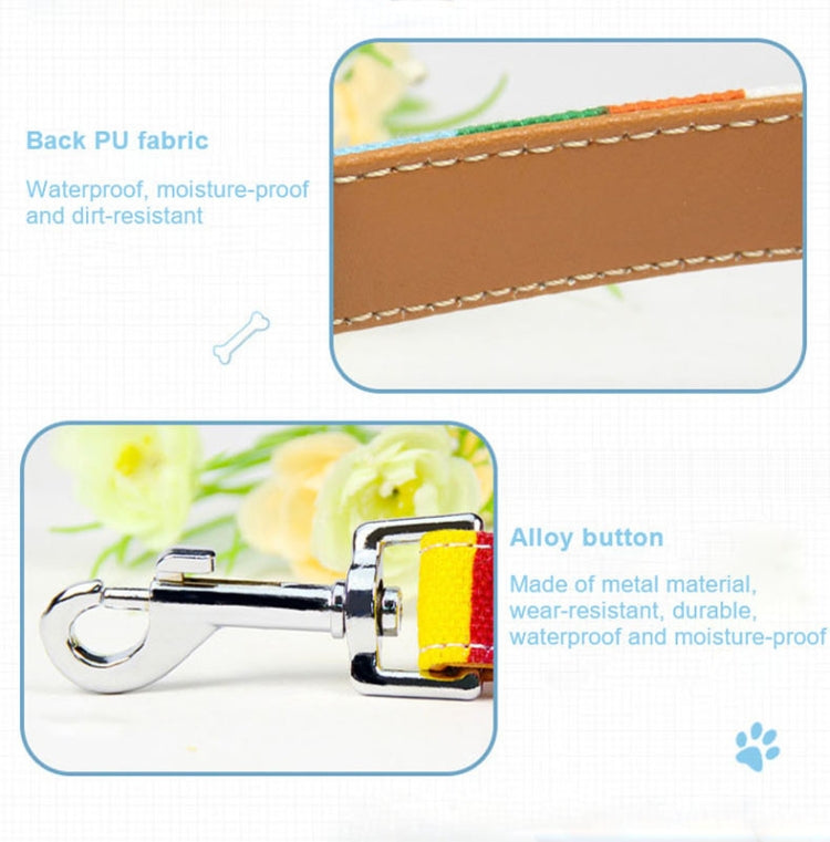 Canvas + PU Colorful Strip Pet Dog Leash