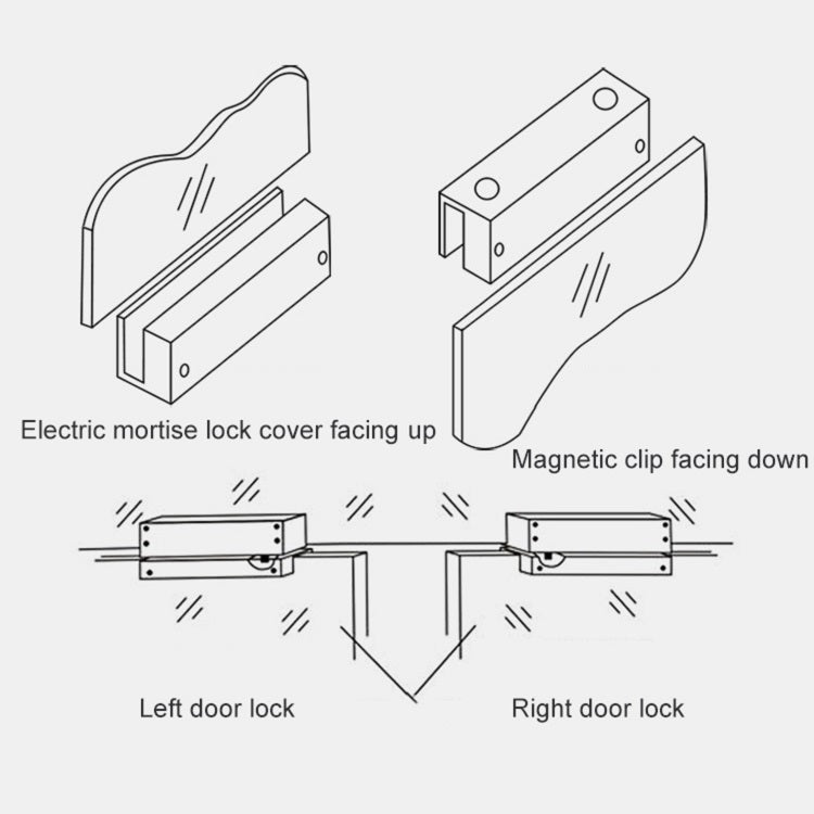 Top And Bottom Frameless Glass Door Aluminum Alloy Electric Mortise Lock