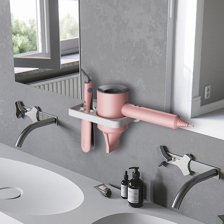2-in-1 Hair Dryer Wall Mount Bracket Bathroom Shelf