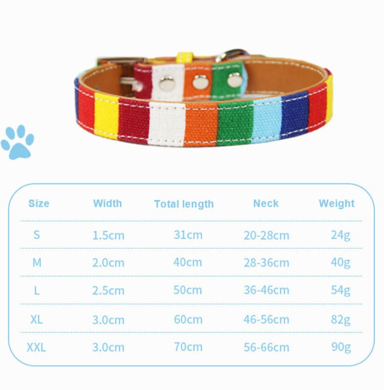 Canvas+PU Colorful Strip Pet Dog Collar