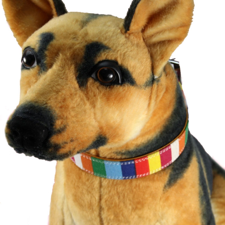 Canvas+PU Colorful Strip Pet Dog Collar