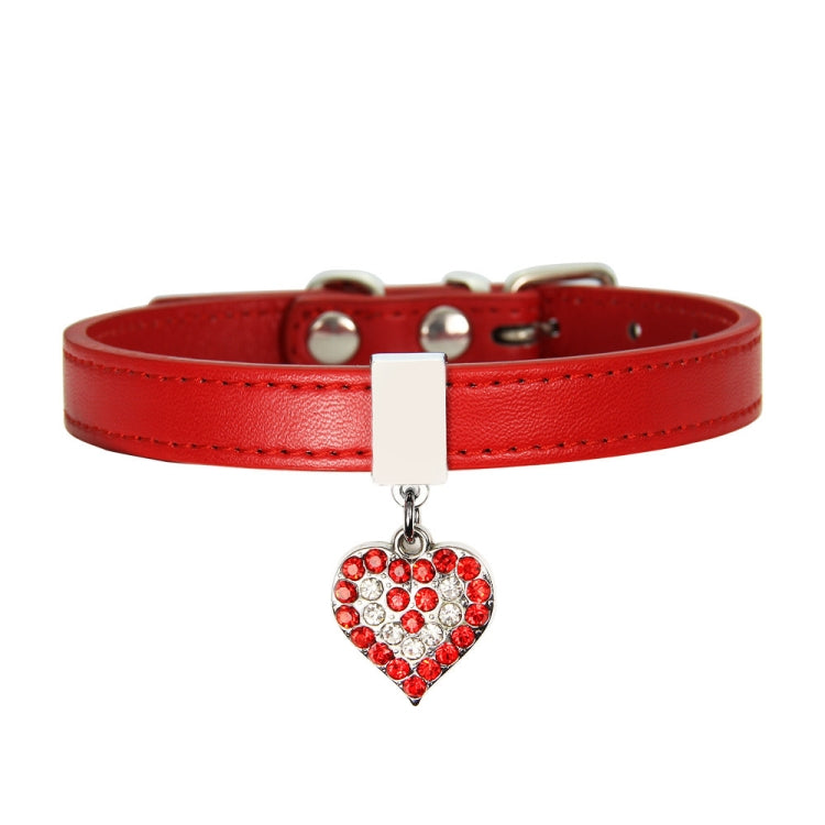 Heart Shaped Pendant PU Leather Dog Collar Pet Dog Leash