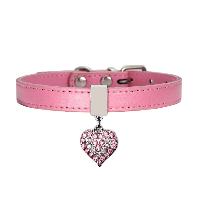 Heart Shaped Pendant PU Leather Dog Collar Pet Dog Leash