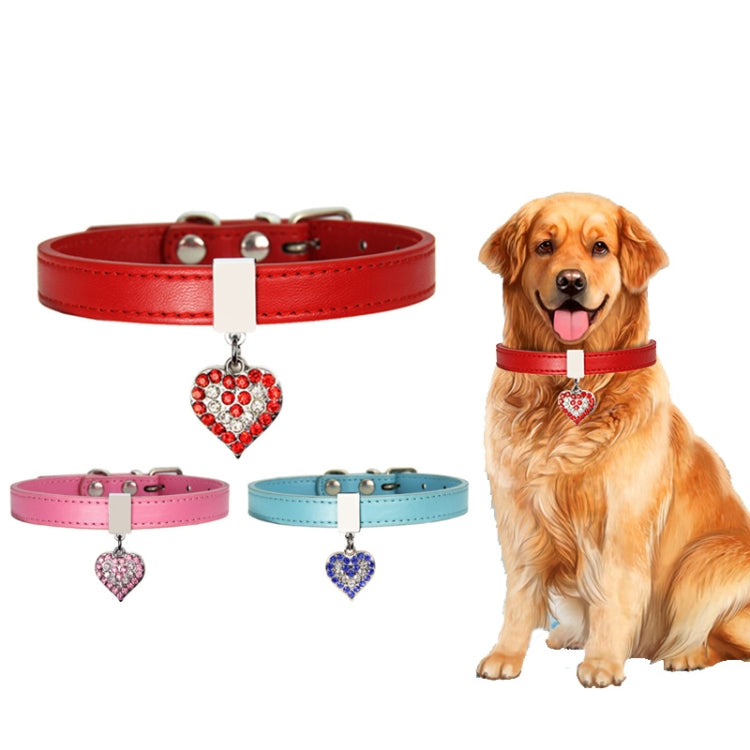 Heart Shaped Pendant PU Leather Dog Collar Pet Dog Leash