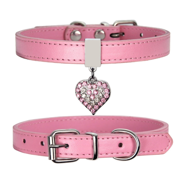 Heart Shaped Pendant PU Leather Dog Collar Pet Dog Leash