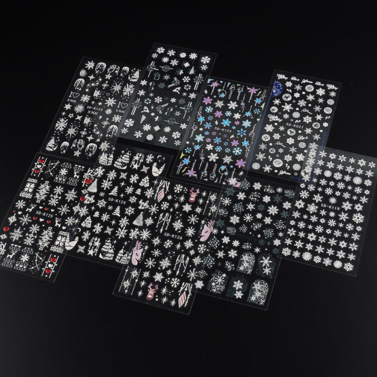 3 PCS 5D Embossed Nail Stickers Christmas Snowflake Elk Nail Stickers