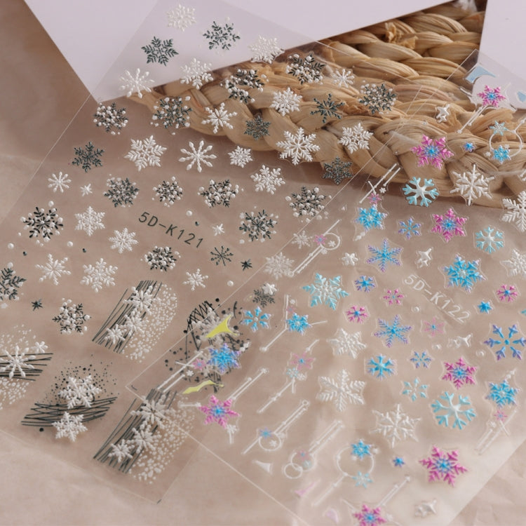 3 PCS 5D Embossed Nail Stickers Christmas Snowflake Elk Nail Stickers