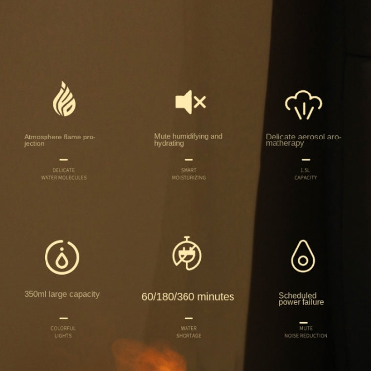 350ml Simulated Flame Aromatherapy Humidifier With Timing Function