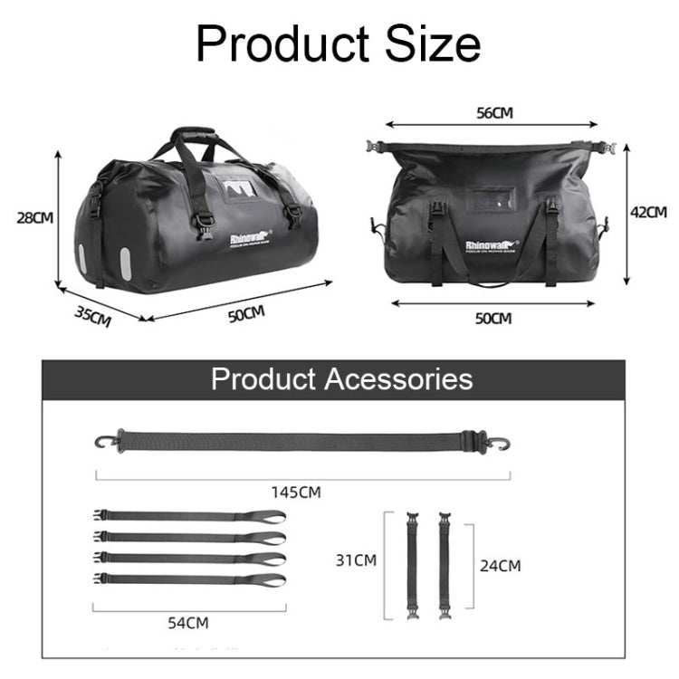 Rhinowalk MT20450 45L Large Capacity Portable Waterproof Motorcycle Tail Bag