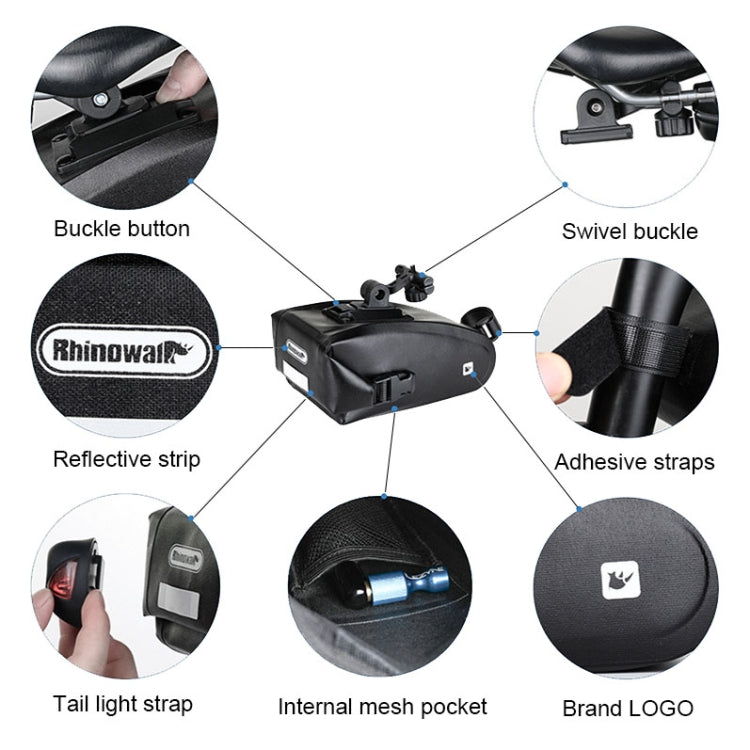 Rhinowalk X20516 1.2L Three-dimensional Tool-free Installation Waterproof Bicycle Tail Bag