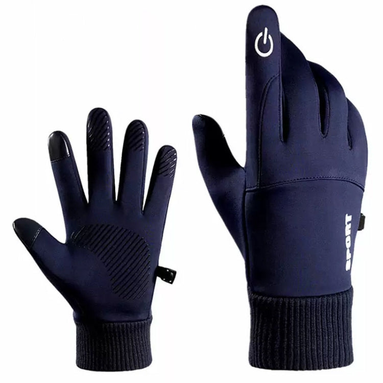 1 Pair With Velvet Waterproof Outdoor Cycling Cold and Wind-proof Warm Gloves