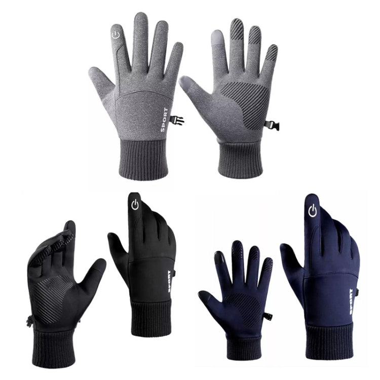 1 Pair With Velvet Waterproof Outdoor Cycling Cold and Wind-proof Warm Gloves