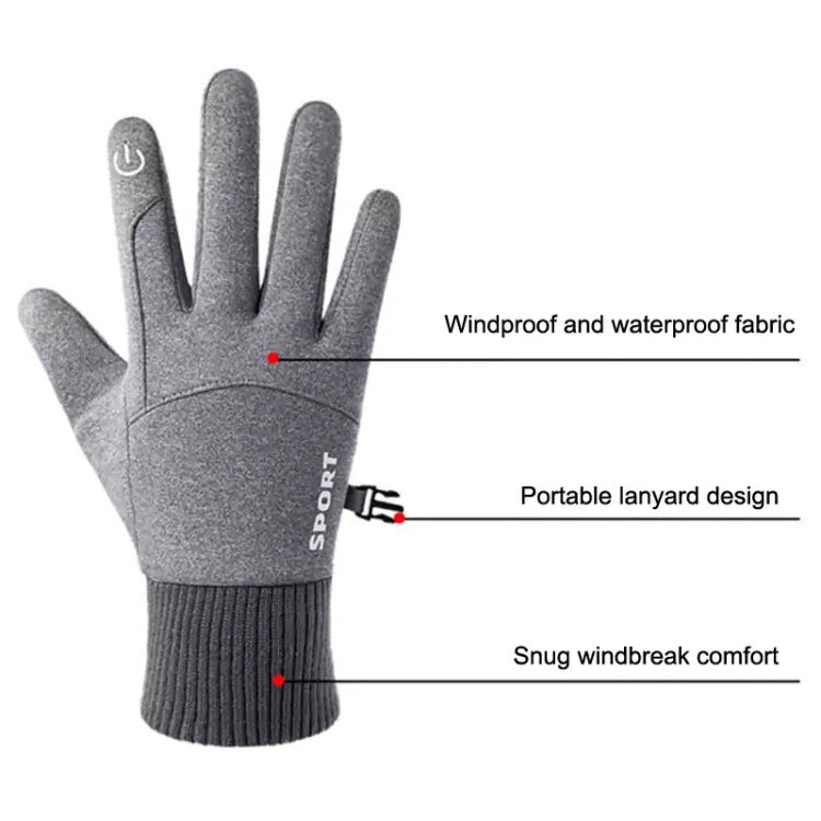1 Pair With Velvet Waterproof Outdoor Cycling Cold and Wind-proof Warm Gloves