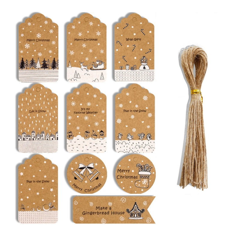 2 Packs 50pcs/set  Christmas Kraft Paper Tags Gift Wrapping Paper Labels