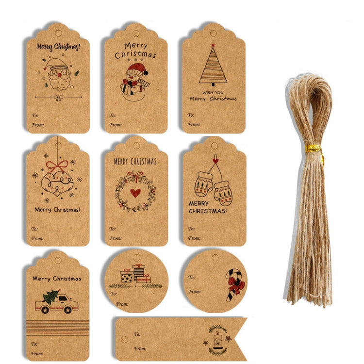 2 Packs 50pcs/set  Christmas Kraft Paper Tags Gift Wrapping Paper Labels