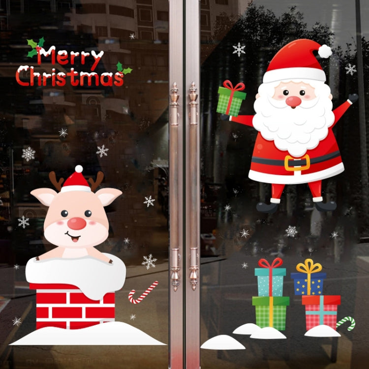 Santa Claus Hanging Stickers Shop Window Glass Door Living Room Wall Stickers
