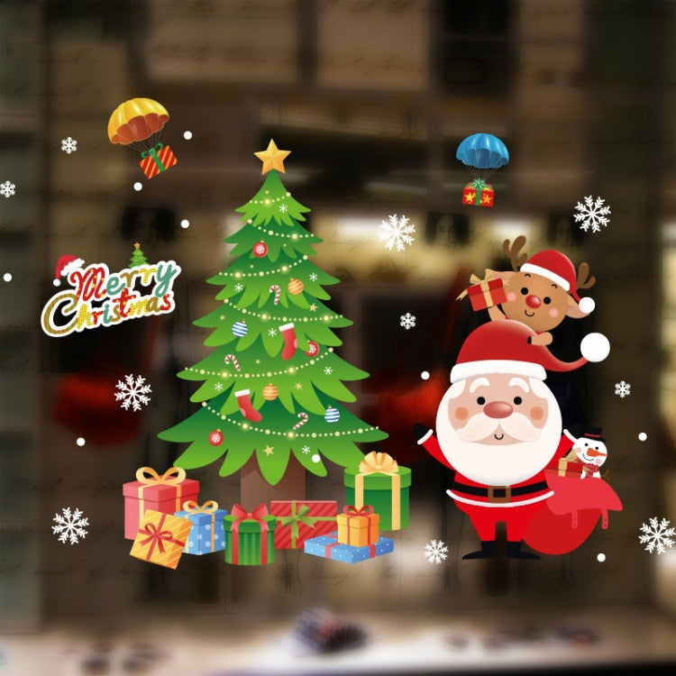 Santa Claus Hanging Stickers Shop Window Glass Door Living Room Wall Stickers