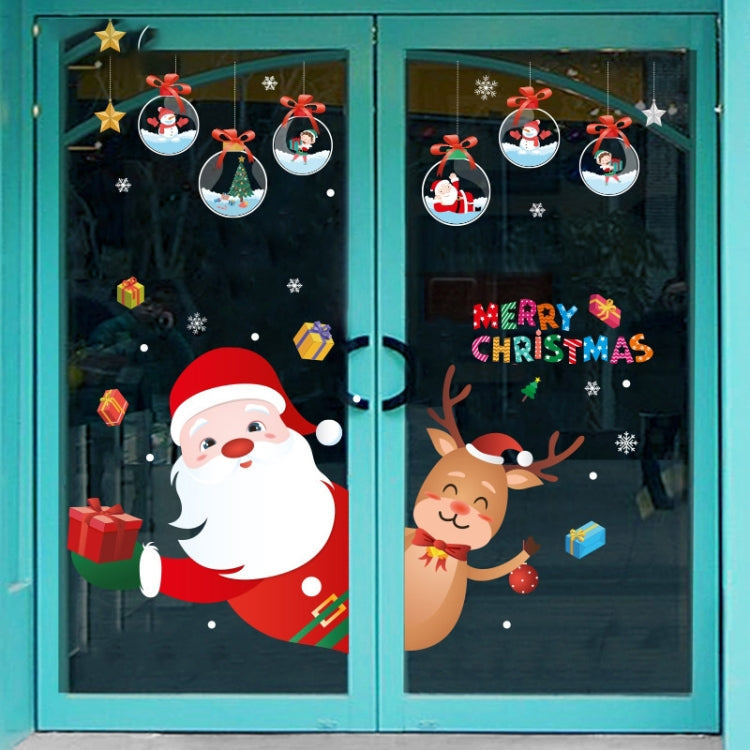 Santa Claus Hanging Stickers Shop Window Glass Door Living Room Wall Stickers